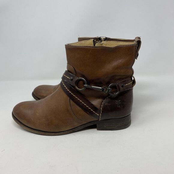 Frye Boots Womens Size 8.5 Brown Leather Harness Ankle Riding Western - Picture 2 of 12